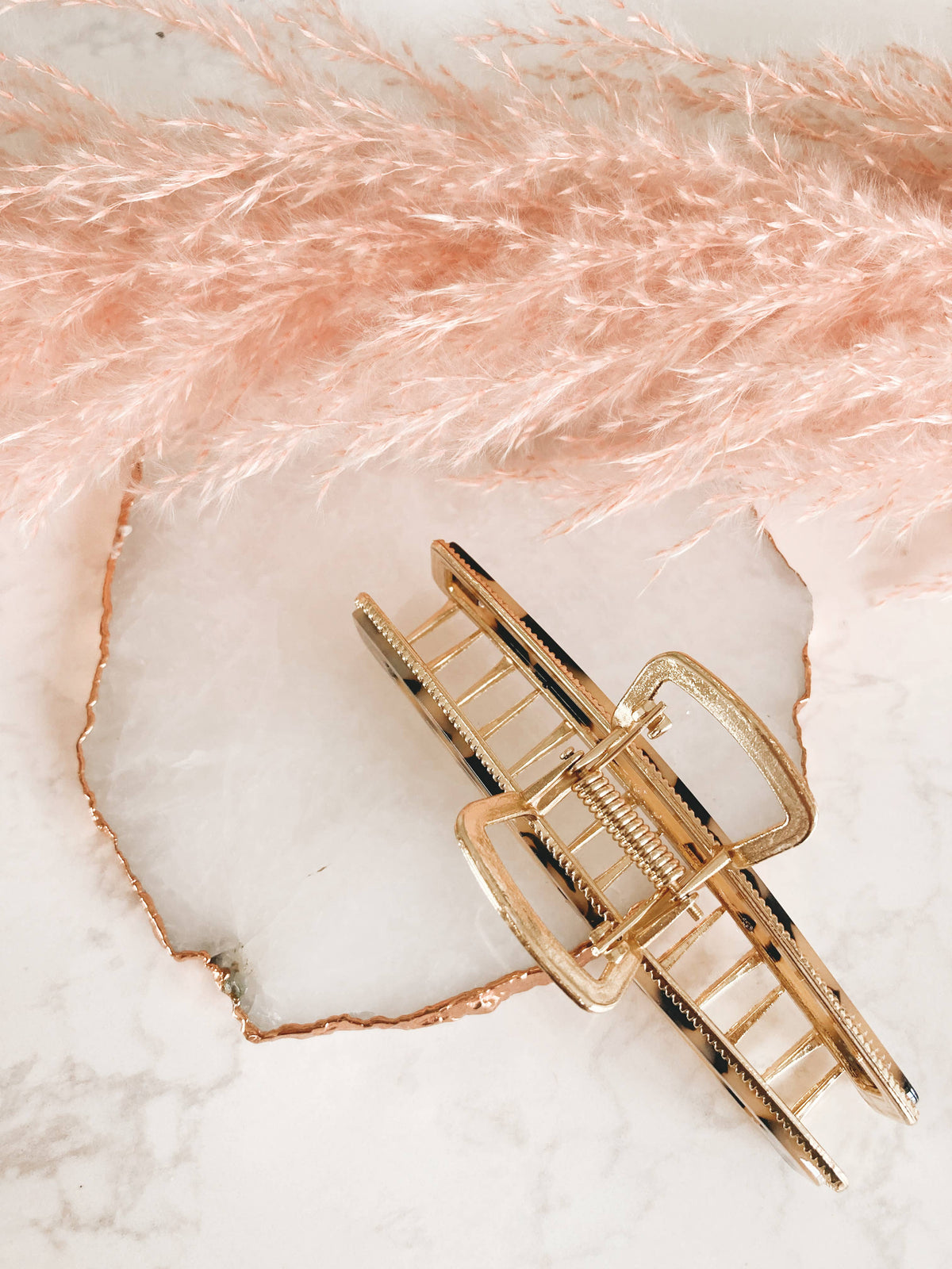 Gold Metal & Tortoise Hair Claw Clip