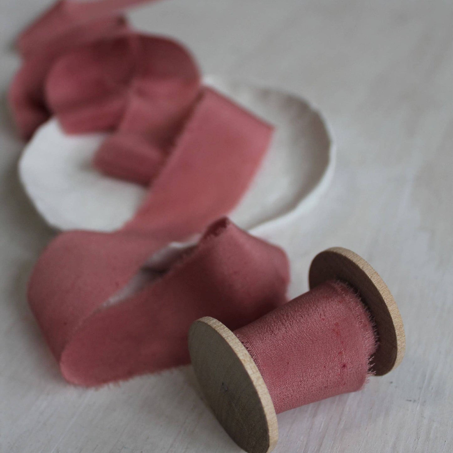 ROSEWOOD Silk Crepe de Chine Ribbon Hand Torn *2 Yards