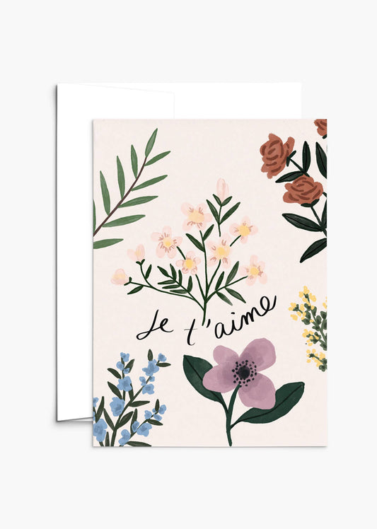 Je t'aime - Jardins de Fleurs - Greeting Card