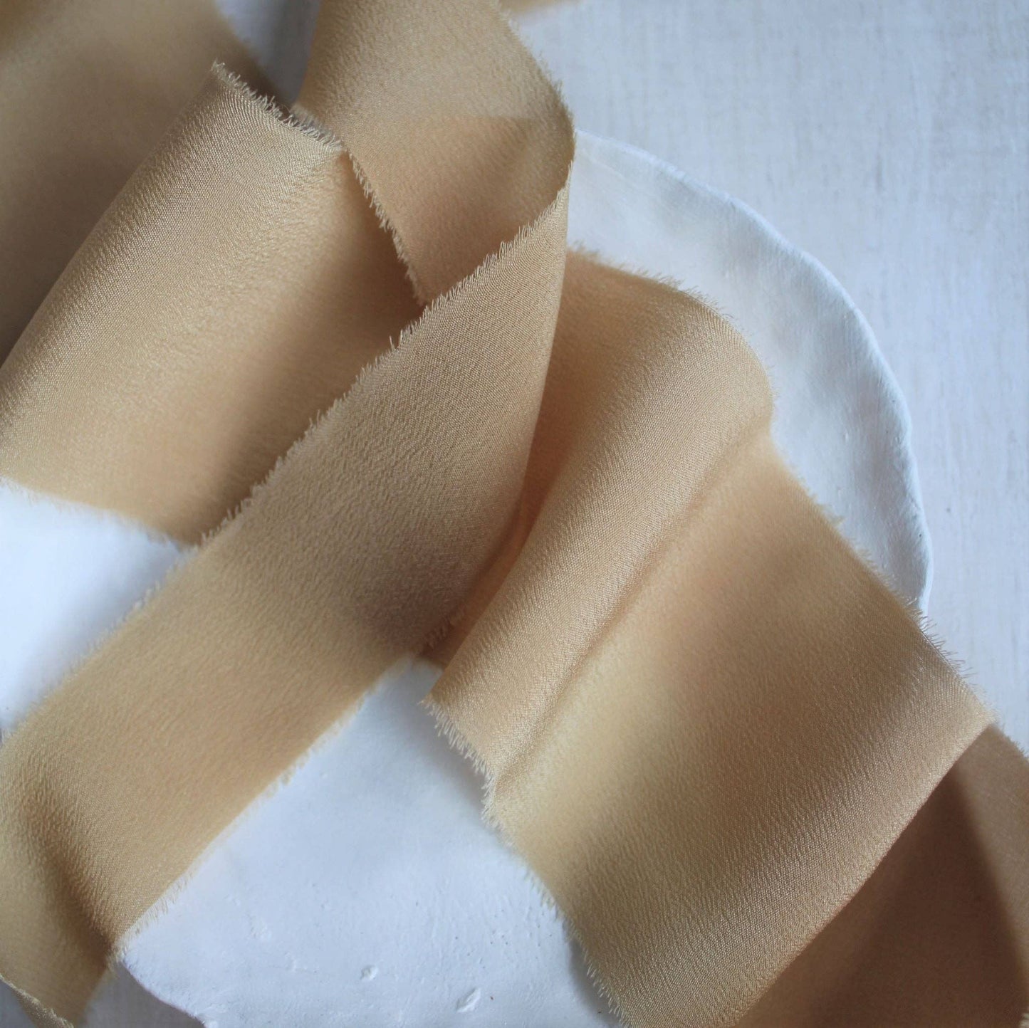 CARAMEL Silk Crepe de Chine Ribbon Hand Torn