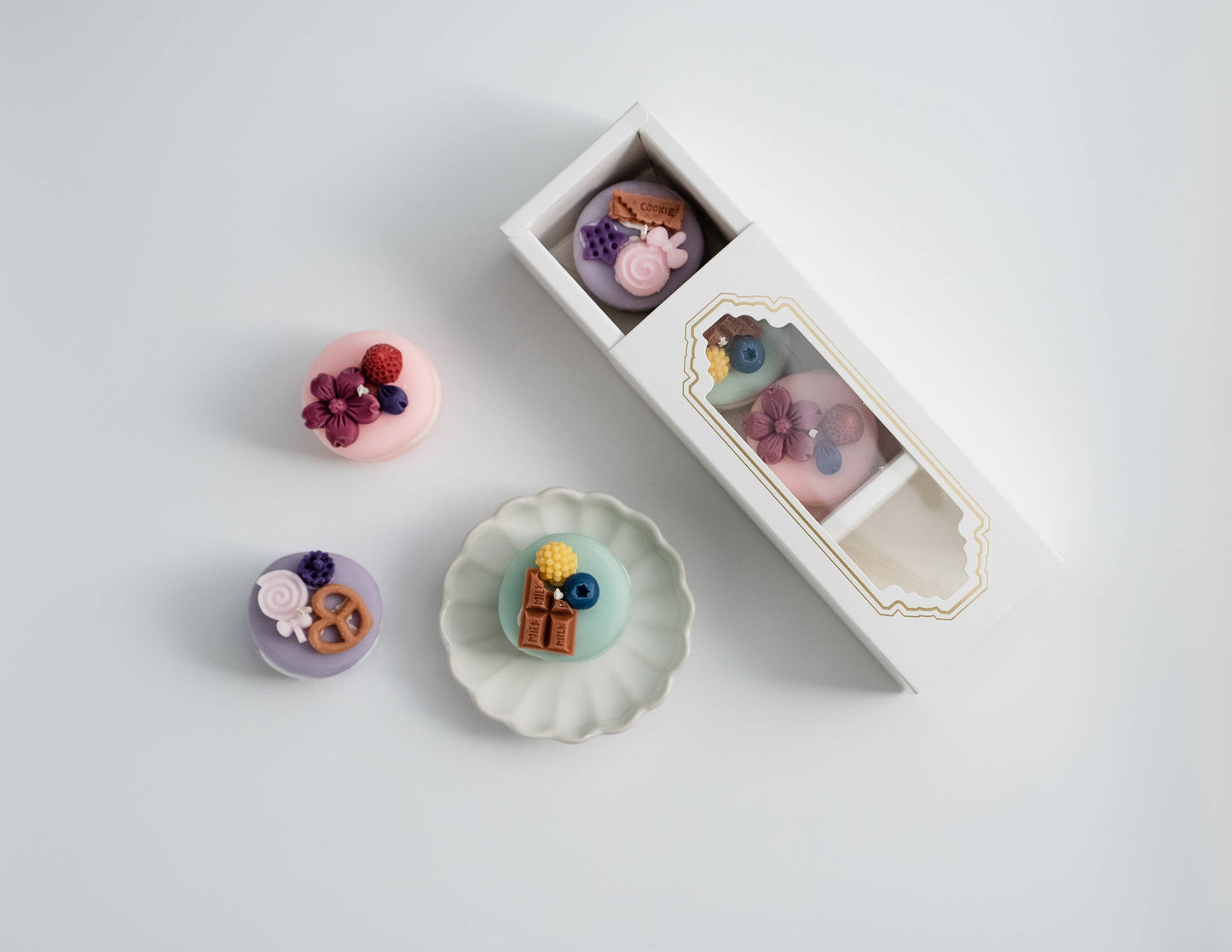 Macaron Dessert Candle Trio | Soy wax