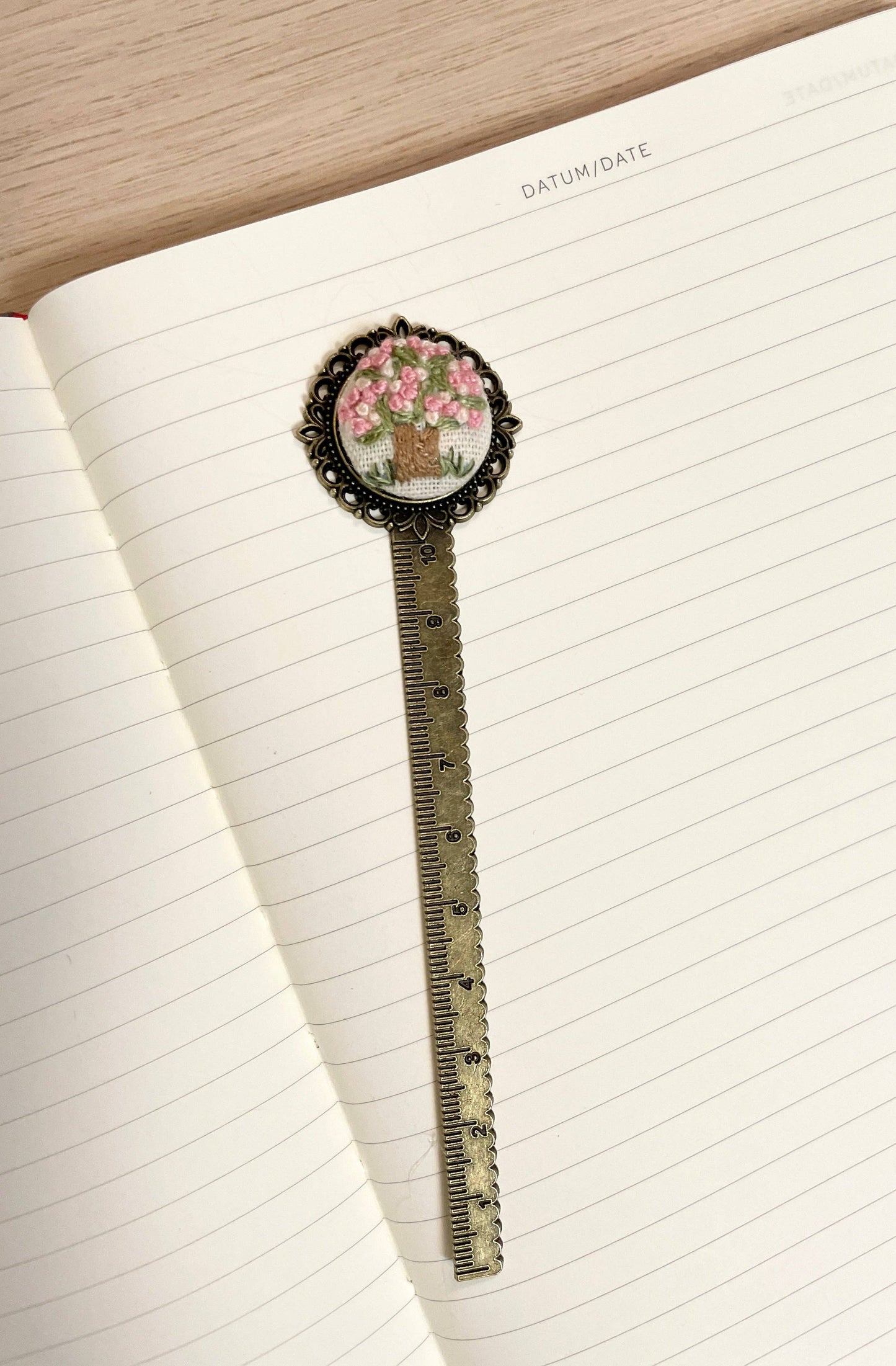 Cherry Blossom Breeze Embroidered Bookmark