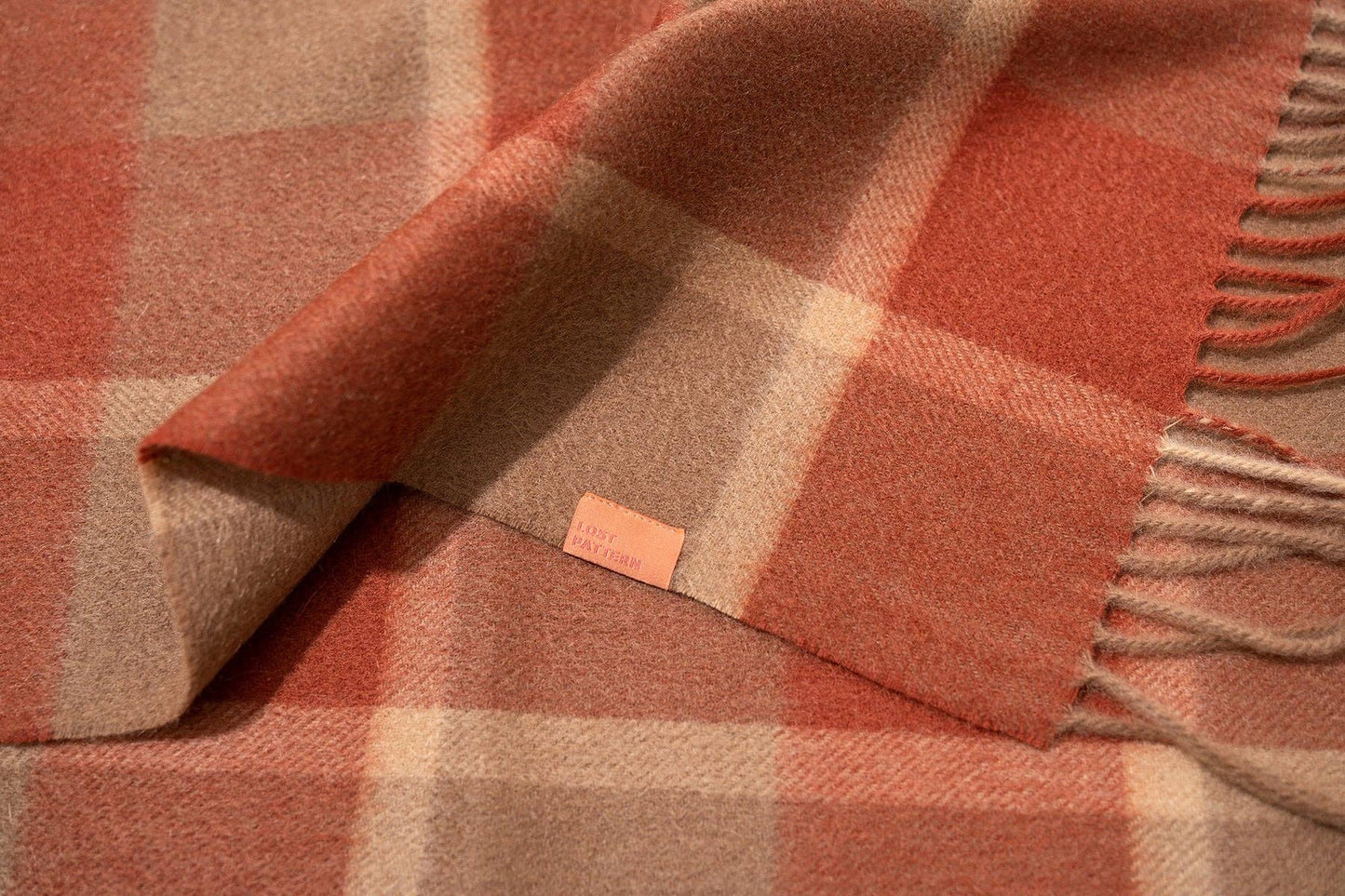 Plaid Cashmere Scarf - Warm Brown Accents