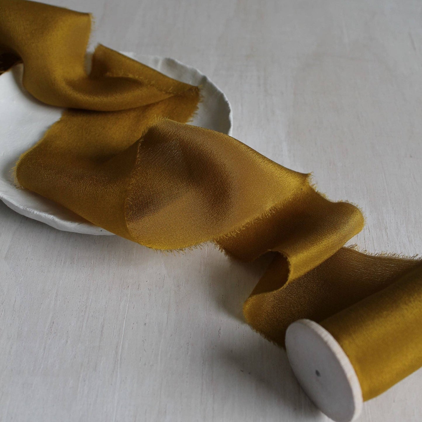 MARIGOLD Silk Ribbon, Crepe de Chine Hand Torn