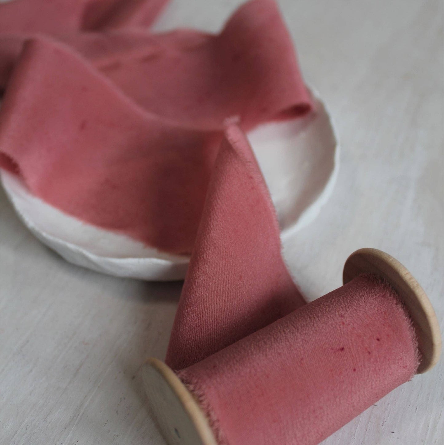 ROSEWOOD Silk Crepe de Chine Ribbon Hand Torn *2 Yards