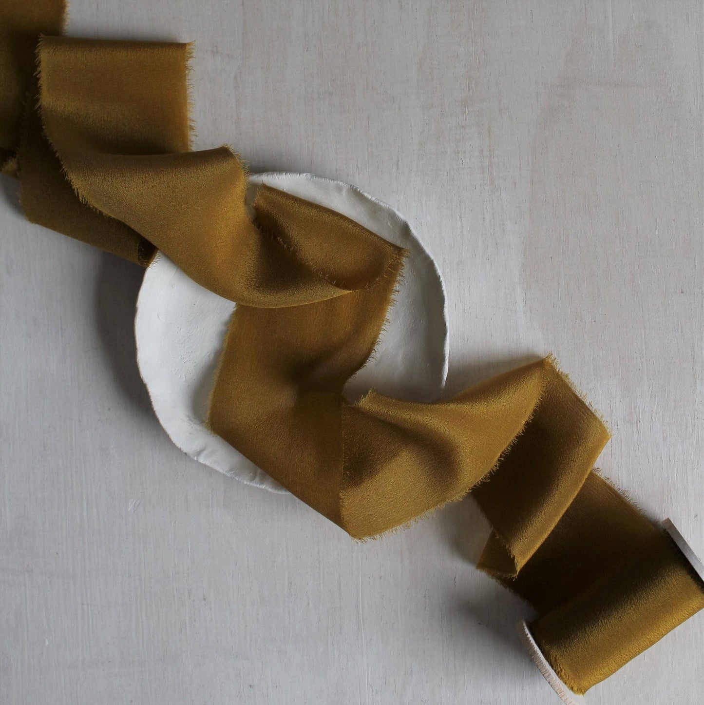 MARIGOLD Silk Ribbon, Crepe de Chine Hand Torn
