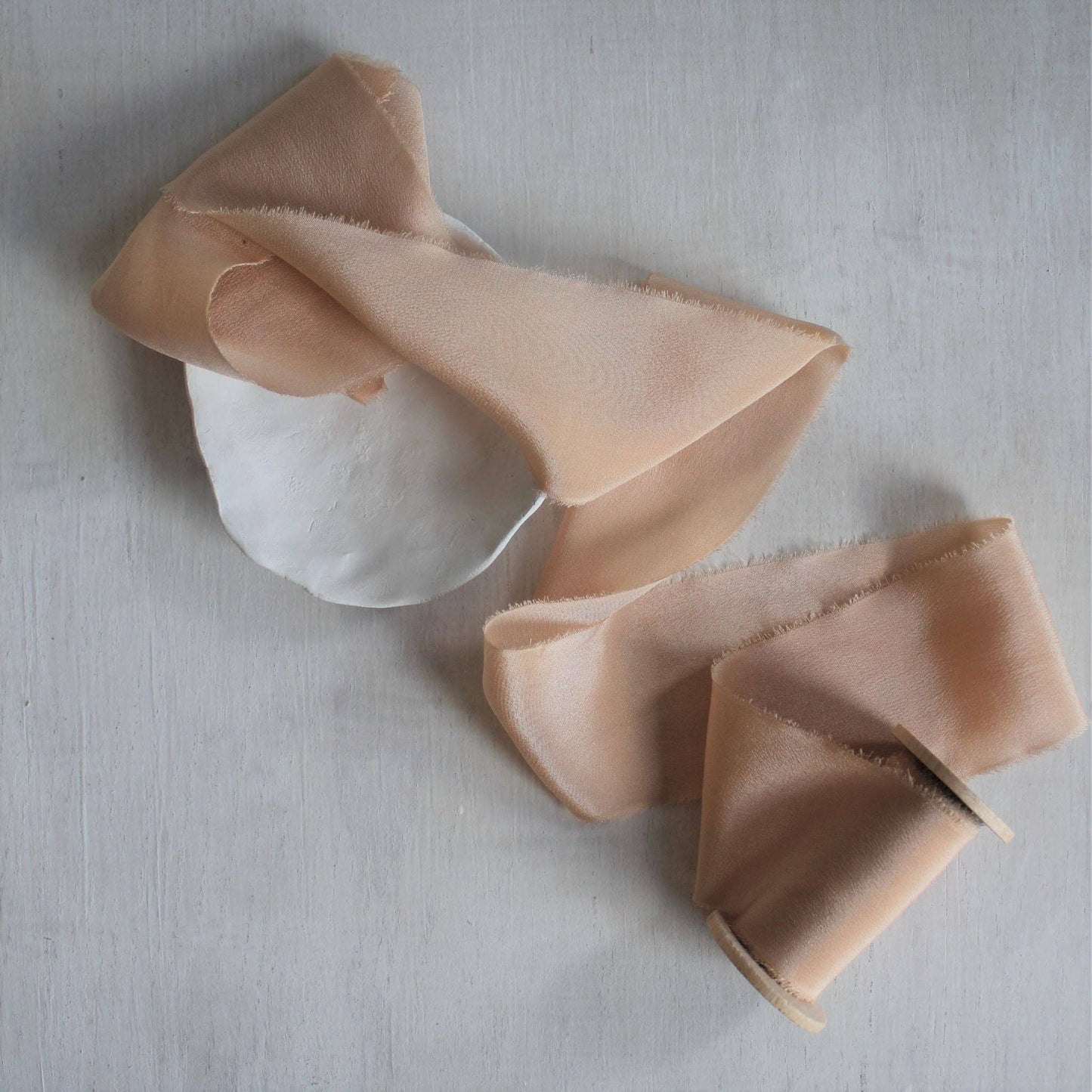 Touch of Pink Silk Crepe de Chine Ribbon Hand Torn