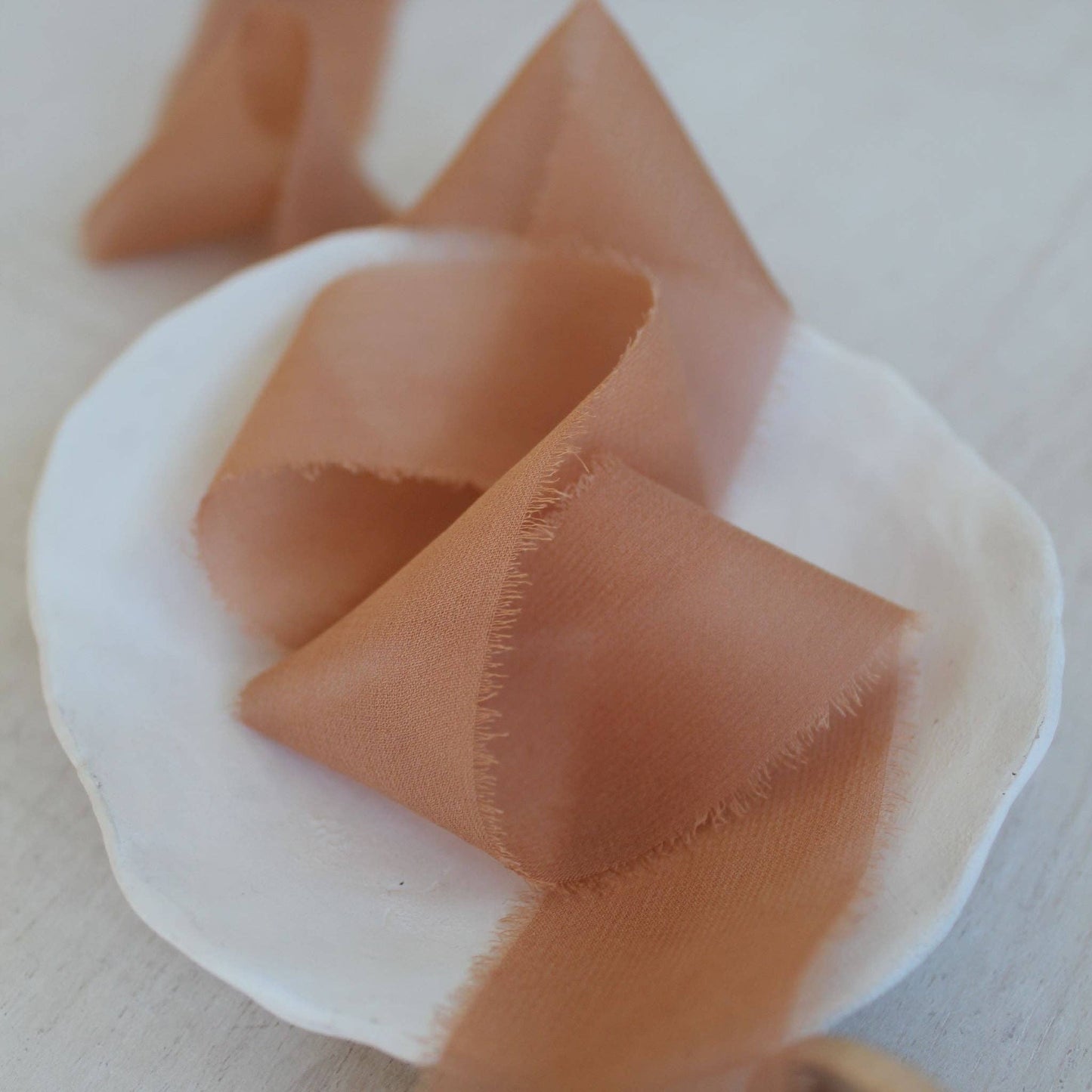 TERRA COTTA Silk Chiffon Ribbon Hand Torn