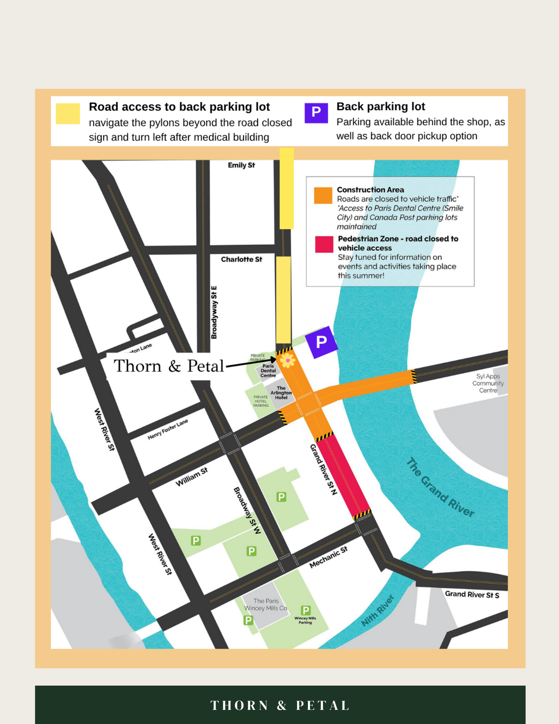 Detour Route to Thorn & Petal During Construction