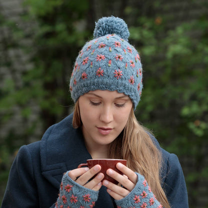 Anaya Beanie Hat – Wool Knit with Floral Embroidery