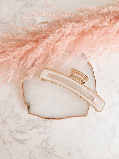 Gold Metal & Pearl Hair Claw Clip