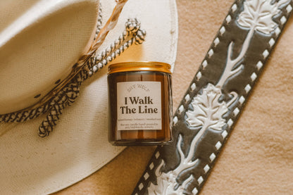 I Walk the Line Candle - Johnny Cash Inspired - Honey, Oud