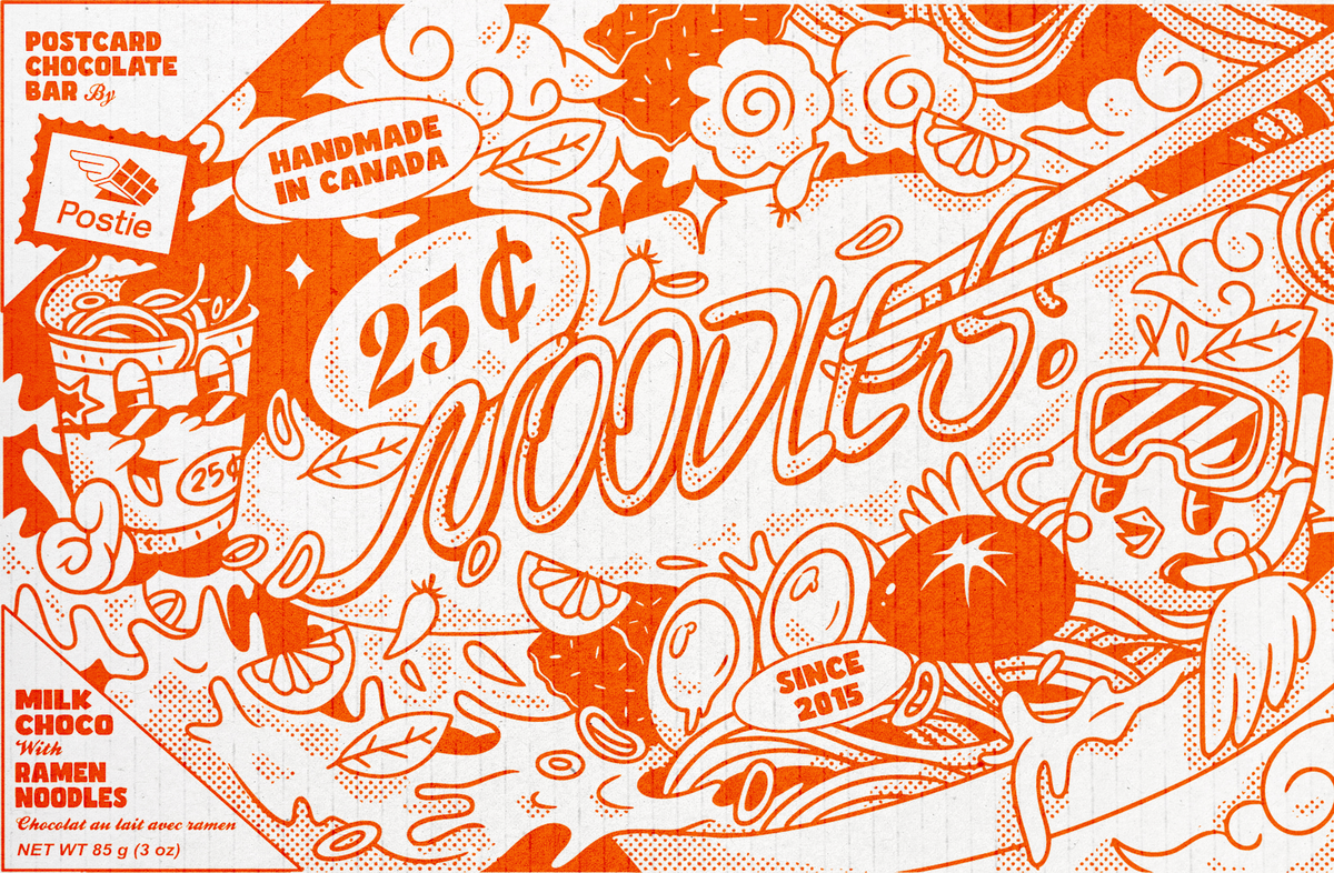 25¢ Noodles Milk Postcard Chocolate Bar
