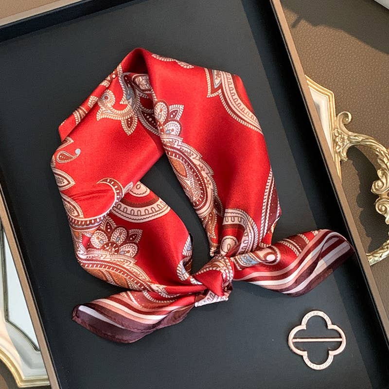 Red Paisley Silk Scarf | 100% Mulberry Silk