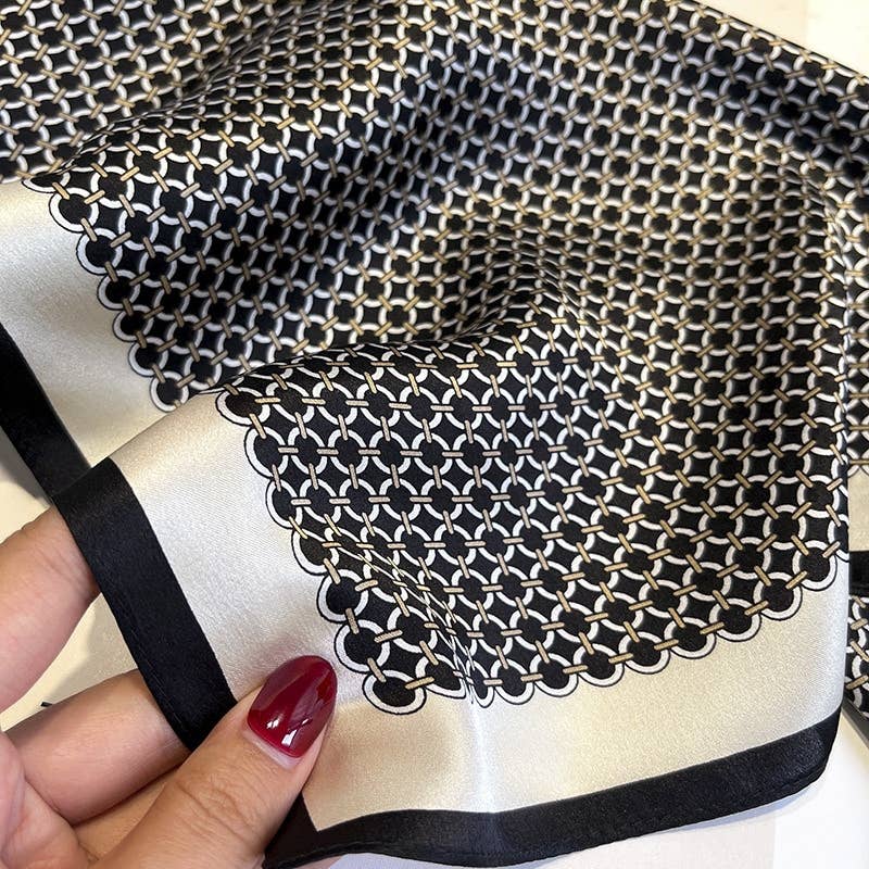 Lattice Chain Silk Scarf | 100% Mulberry Silk