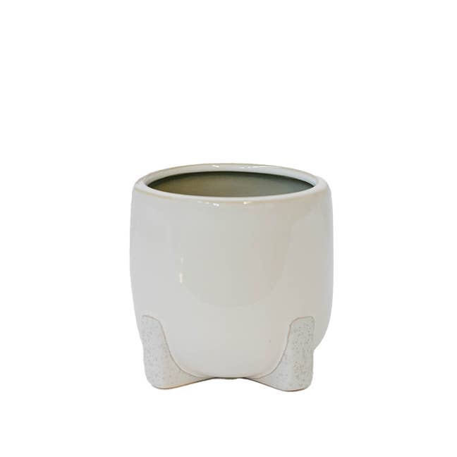 Cream Footed Ceramic Pot