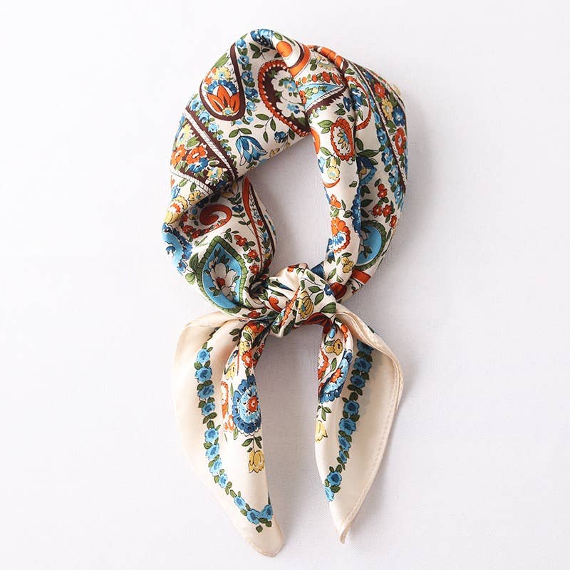 100% Mulberry Silk Paisley Print Twilly Bandana Scarf