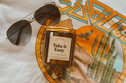 Take it Easy Soy Candle - Lilac, Cucumber, Green Tea, Boho