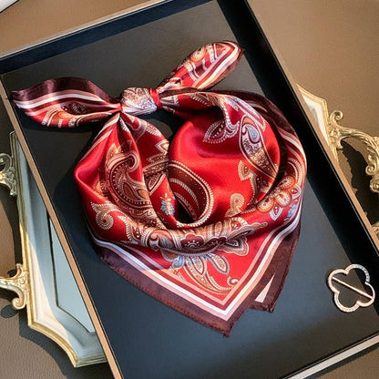 Red Paisley Silk Scarf | 100% Mulberry Silk