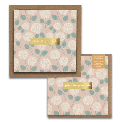 French Hydrangeas Floral "Plein de Gratitude" Cartes de Gratitude Greeting Card
