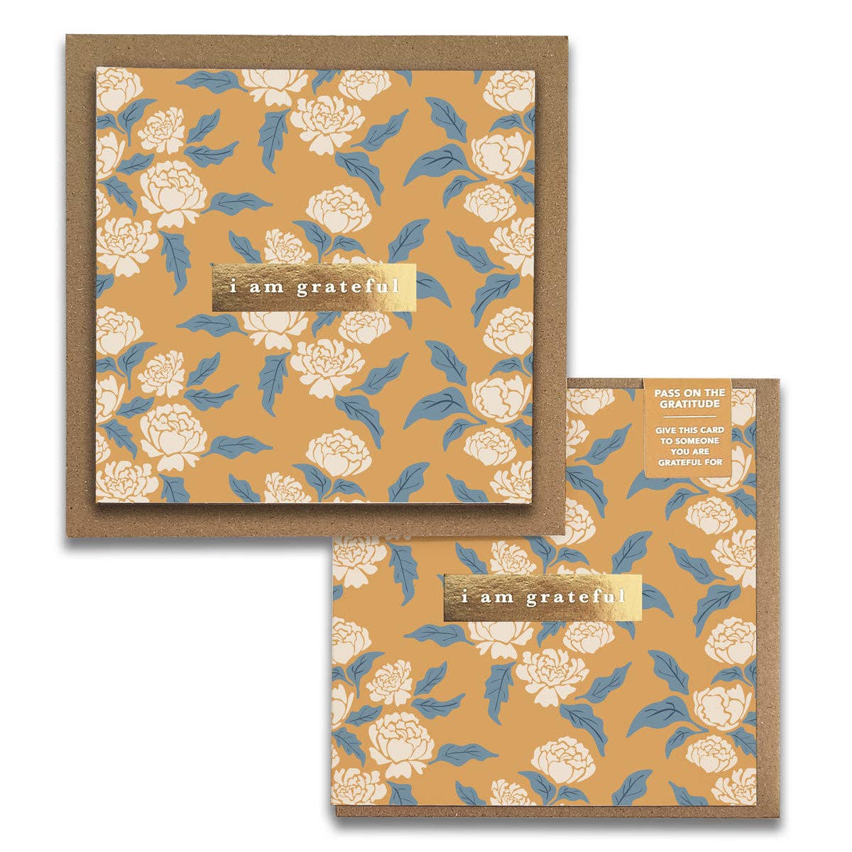 Peonies Floral Lunar New Year "I Am Grateful" Gratitude Greeting Cards