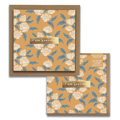 Peonies Floral Lunar New Year "I Am Grateful" Gratitude Greeting Cards