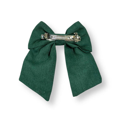 Emerald Green Hand Embroidery Hair Barrette | Orange & White Daisy
