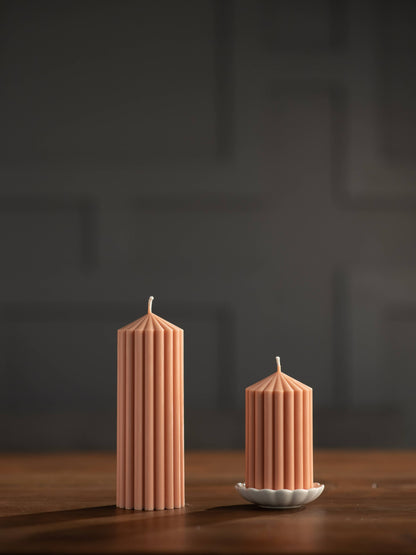 Large Ribbed Pillar Candles | Soy Wax