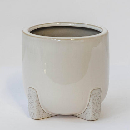 Cream Footed Ceramic Pot