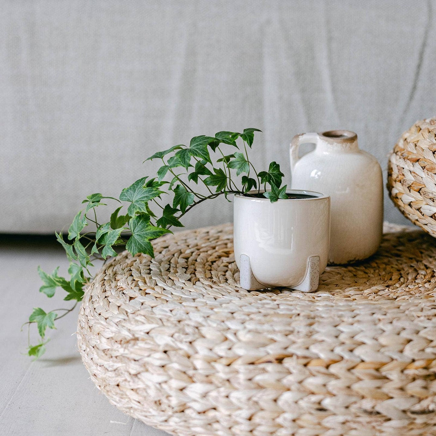 Cream Footed Ceramic Pot