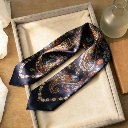100% Mulberry Silk Paisley Print Twilly Bandana Scarf