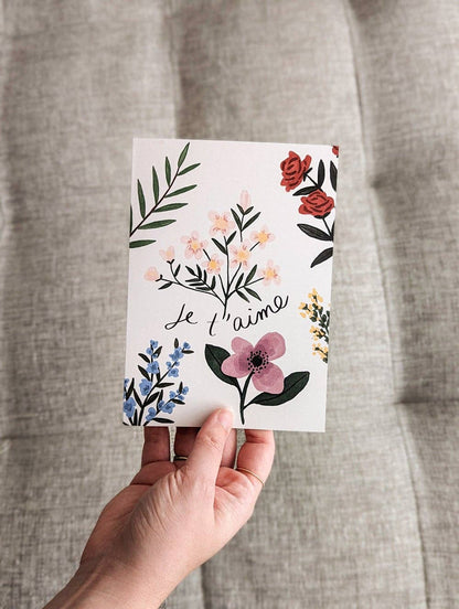 Je t'aime - Jardins de Fleurs - Greeting Card