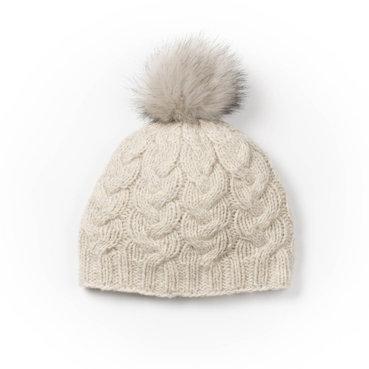 Haven Wool Knit Hat with Faux Fur Pom
