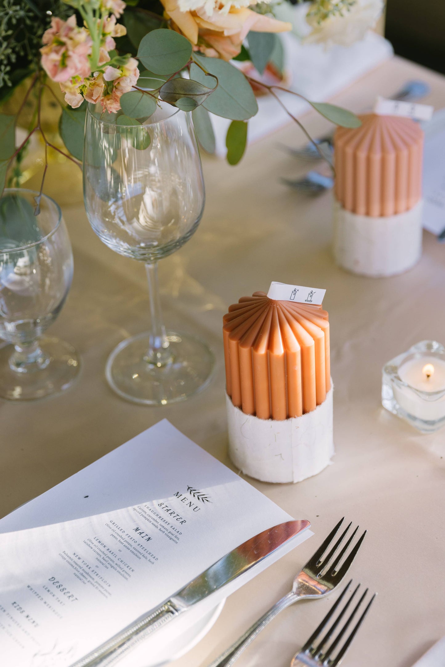 Large Ribbed Pillar Candles | Soy Wax