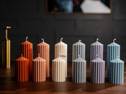 Large Ribbed Pillar Candles | Soy Wax