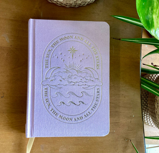 Soft Pink Sun, Moon & Stars Notebook