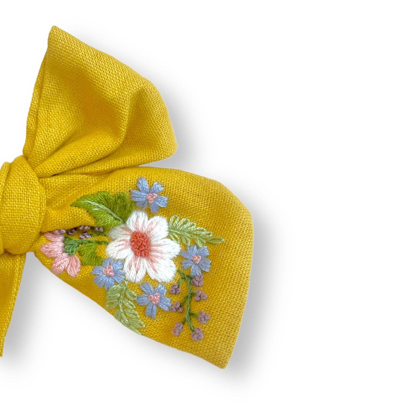 Sunbeam Hand-Embroidered Bright Yellow Bow