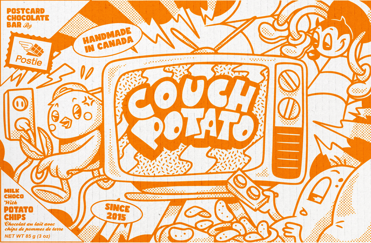 Couch Potato Milk Postcard Chocolate Bar