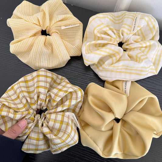 Yellow Gingham Scrunchie Set | Boutique Hair Accessory Pack