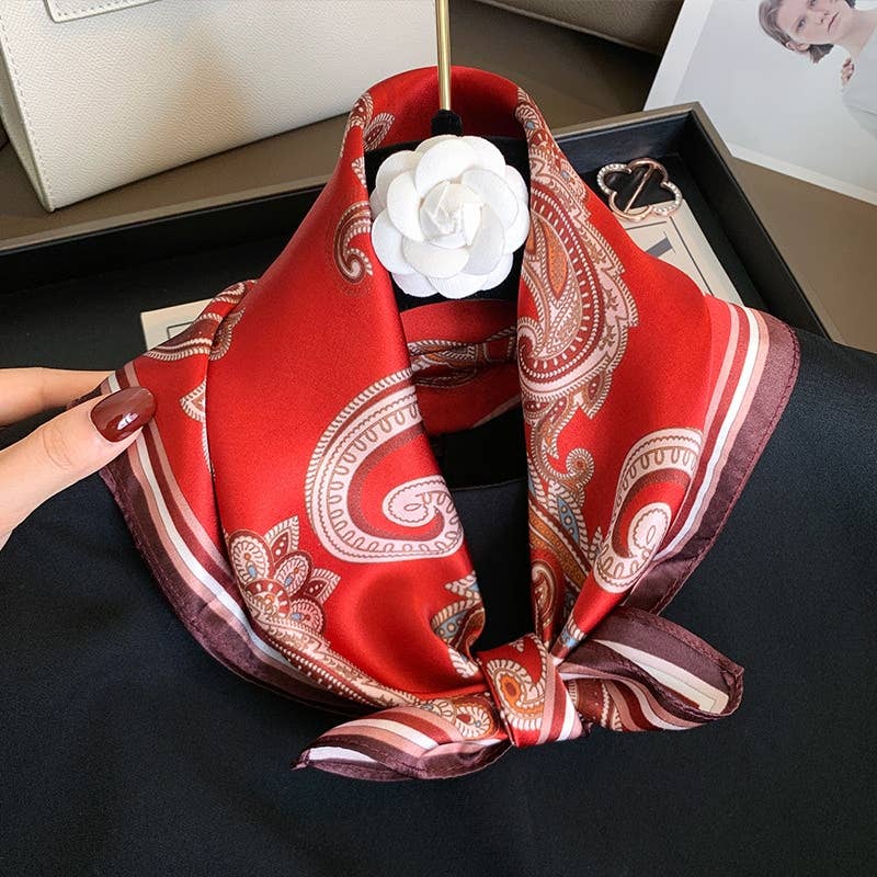 Red Paisley Silk Scarf | 100% Mulberry Silk