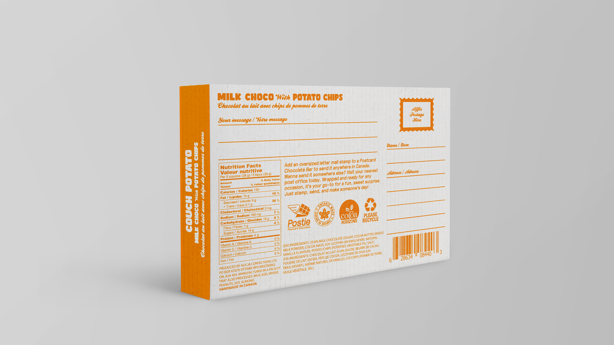 Couch Potato Milk Postcard Chocolate Bar