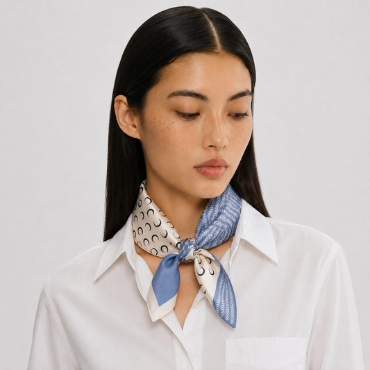 Crescent Moon Silk Scarf | 100% Mulberry Silk