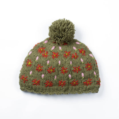Anaya Beanie Hat – Wool Knit with Floral Embroidery