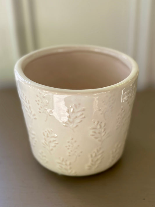 Sara Round White Ceramic Pot