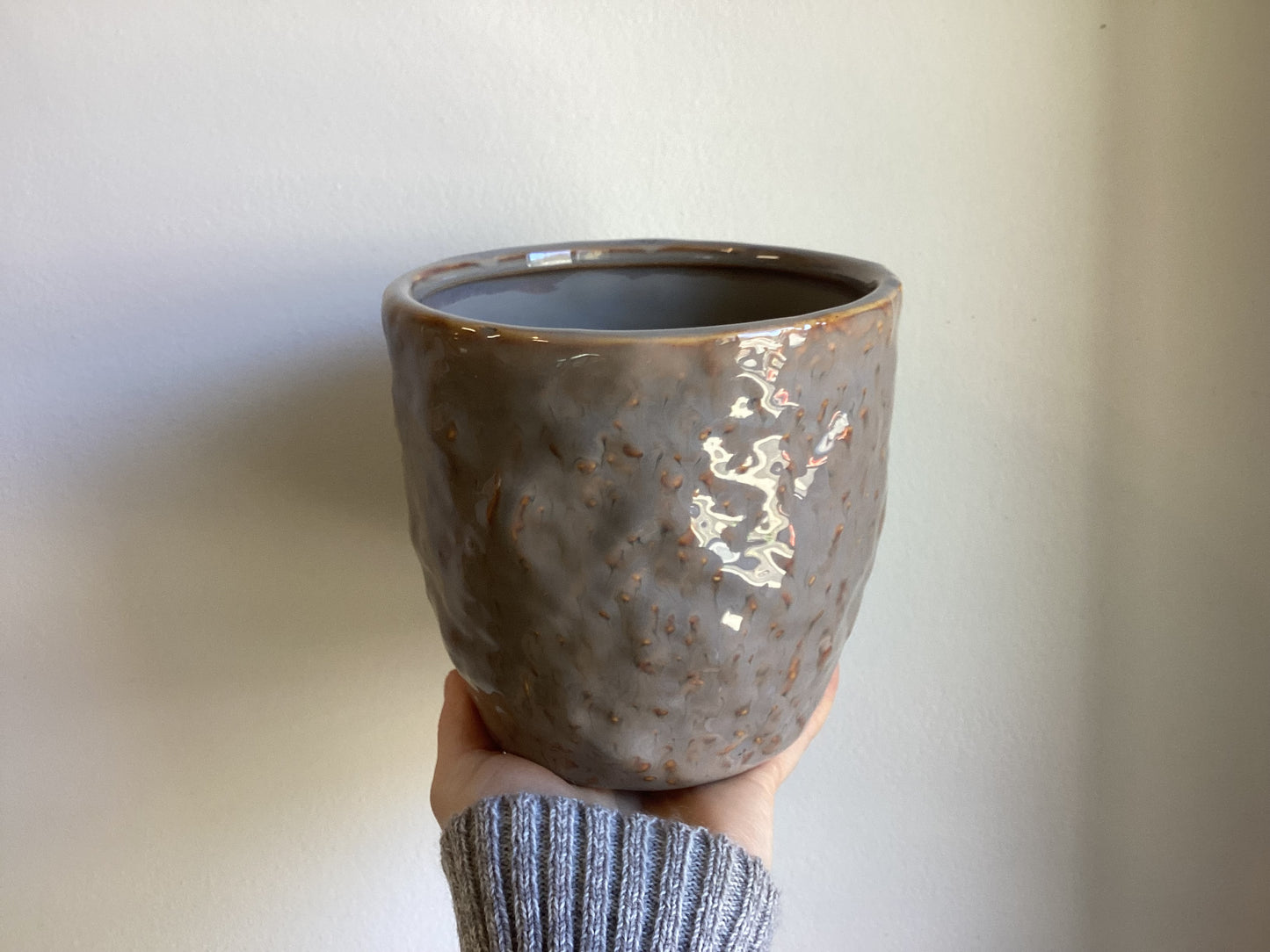 Grey Textured Ceramic Pot