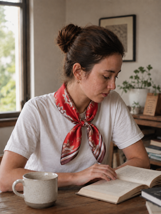 Red Paisley Silk Scarf | 100% Mulberry Silk