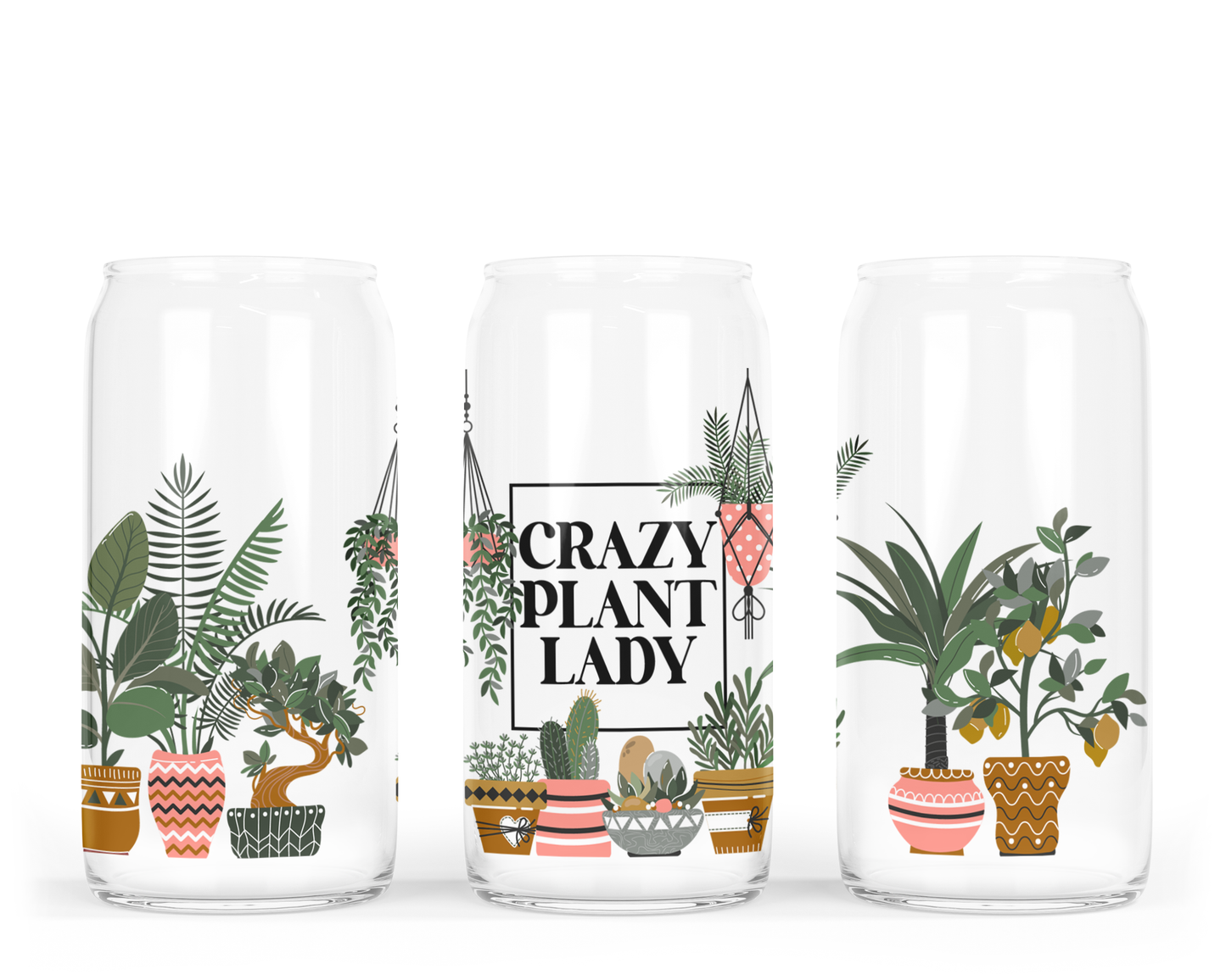 Crazy Plant Lady Glass Can w Bamboo Lid | Sarcasm Glass Can