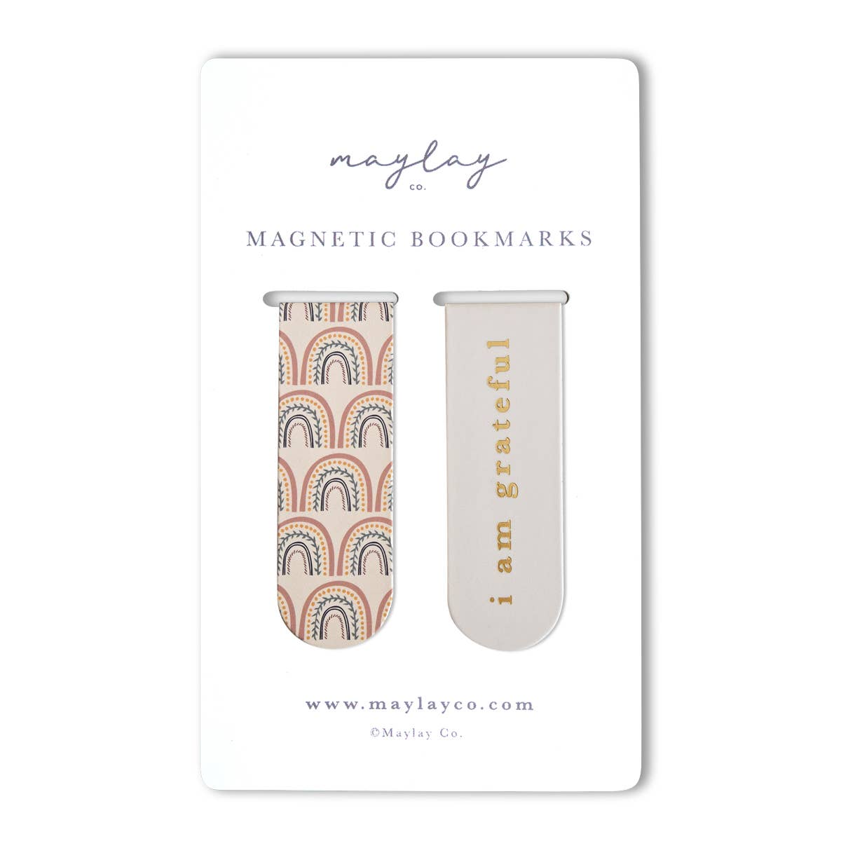 Happy Rainbows "I Am Grateful" Magnetic Gold Foil Bookmarks (Set of 2)