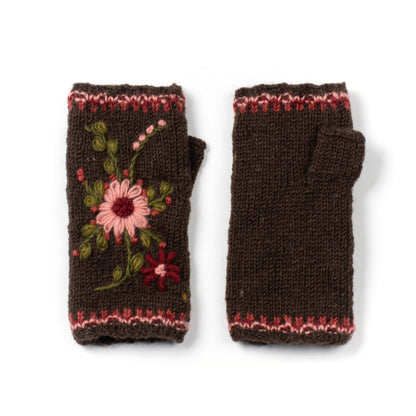 Olivia Knit Wool Handwarmers – Floral Embroidery