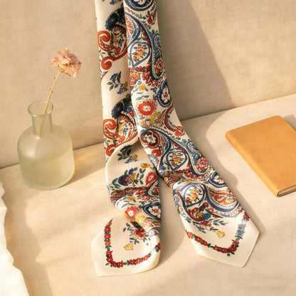 100% Mulberry Silk Paisley Print Twilly Bandana Scarf